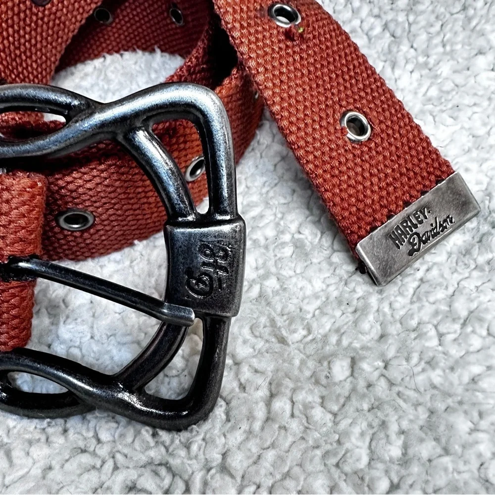⭐️ Harley Davidson Burnt Orange Canvas  Grommet Adjustable  Belt